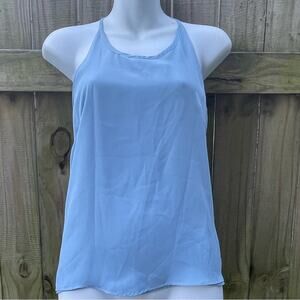 BLVD Light blue feminine open back high neck tank